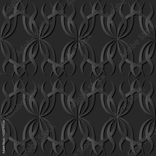 3D dark paper art Spiral Curve Cross Wave Vine