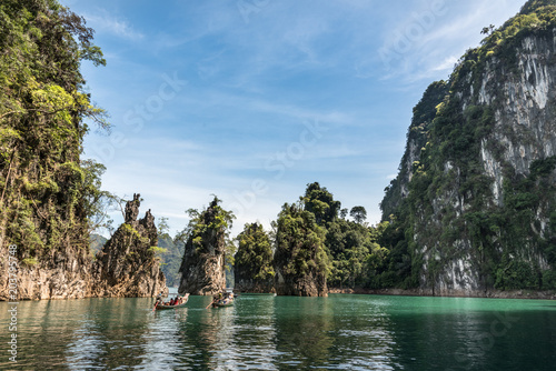 mini island on lake in Thailand