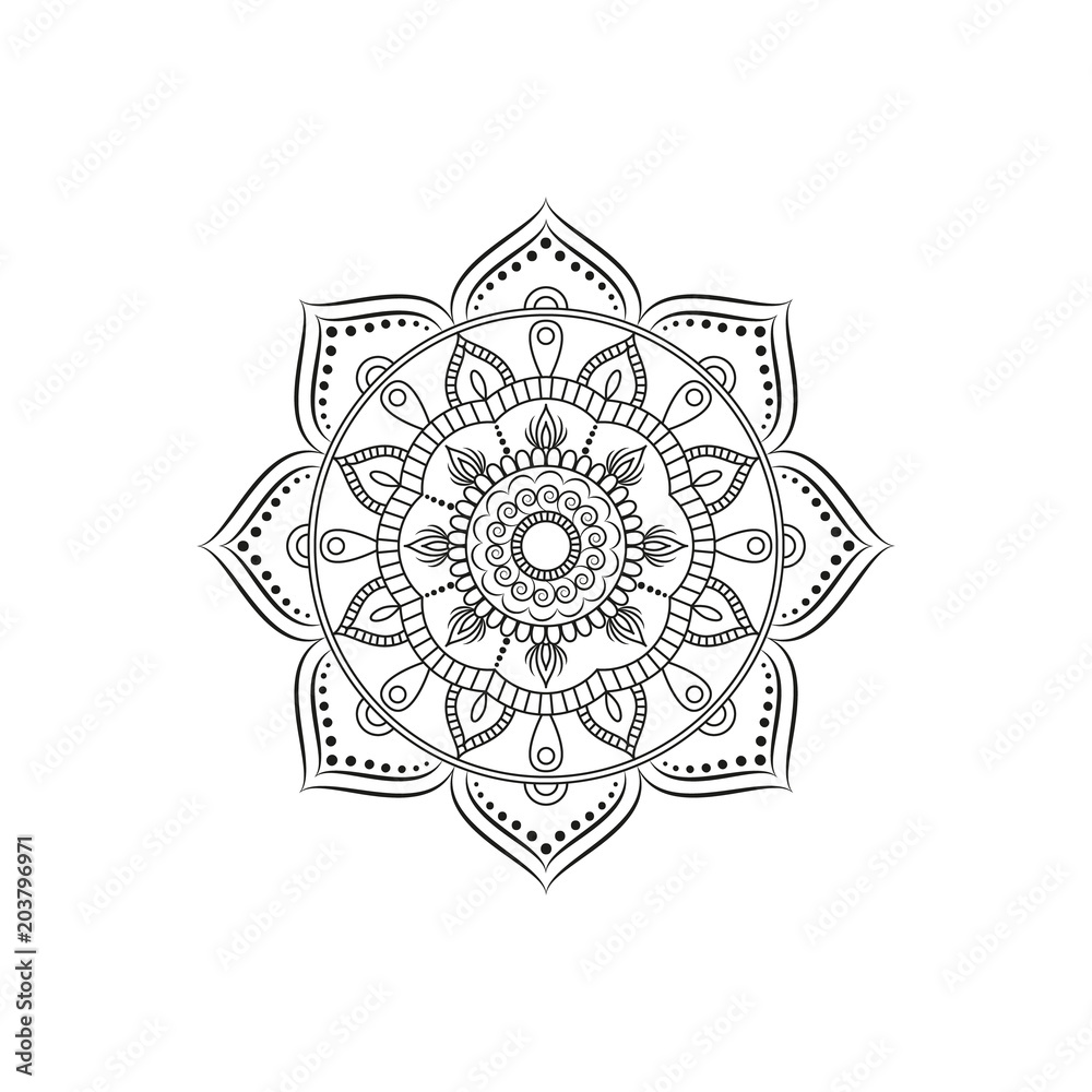 Mandala. Round ornament floral pattern. Decorative element. Oriental motif.