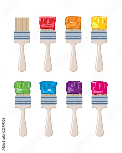 vector set of artist colorful paint brushes