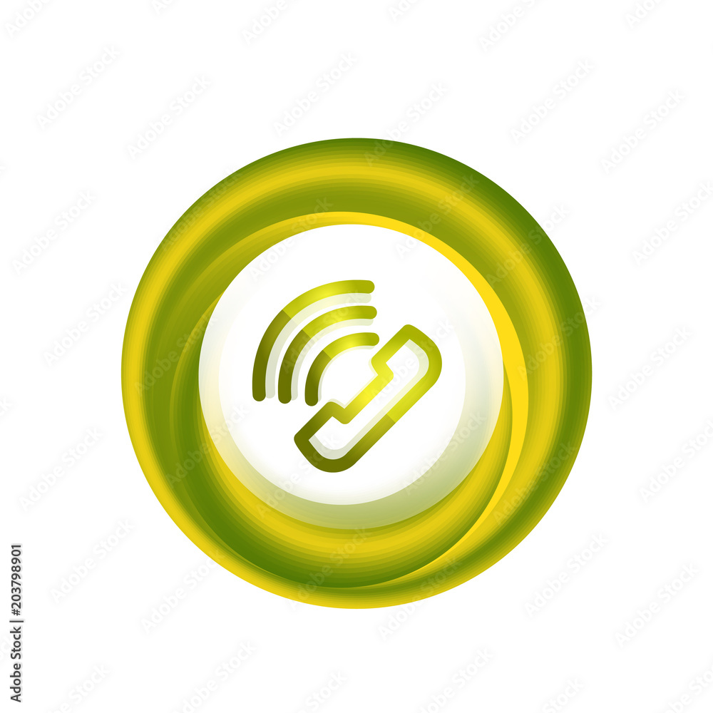 Old fashioned phone button, call center support icon Old fashioned phone button, call center support icon