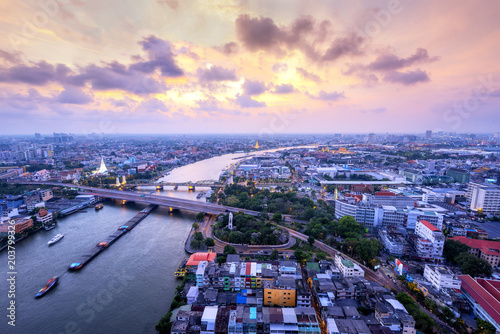 Photography Bangkok City, The Chao Phraya River in Bangkok,Thailand.