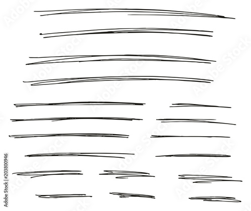 Pen Strokes Thin Line & Background Set 03