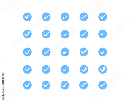 Modern Tick icon set ( blue icon )