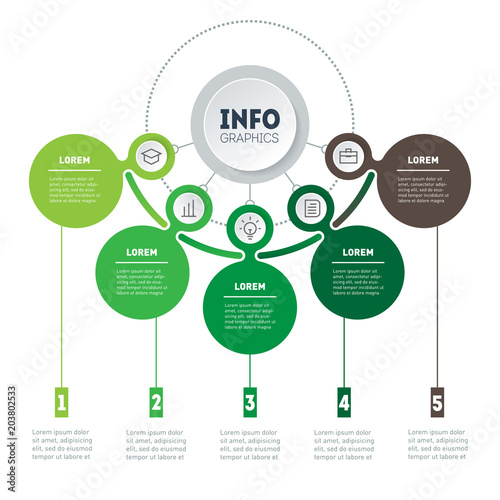 Infographic or ecology Business presentation with 5 options. Web Template of a chart, mindmap or diagram. Dynamic infographics or mind map of technology or education process with 5 steps.