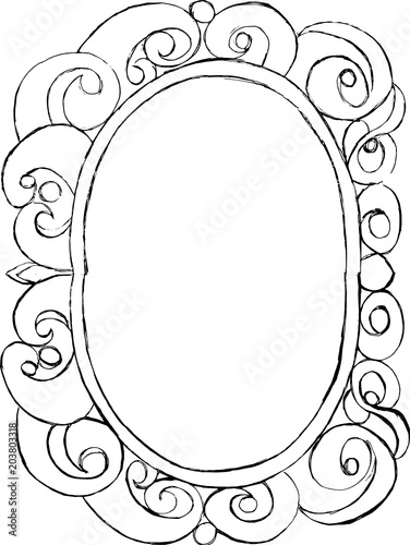 Outline drawing decorative frame with swirls