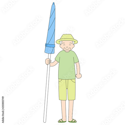 おじいちゃん_海水浴