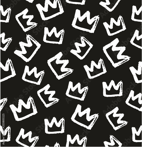 Pen Crown Seamless Pattern   Background Freehand Set 01