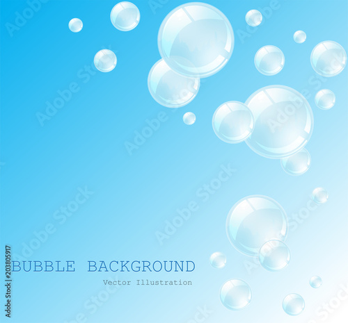 White water bubbles with reflection set on transparent background