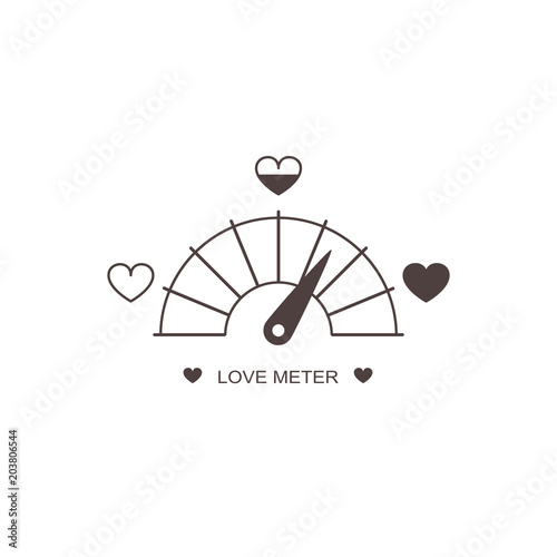 Love meter, Valentine's Day card design element. Wedding infographics for lovers. Vector graphic illustration, EPS10.