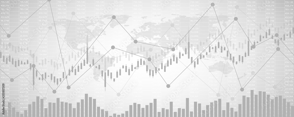 Financial data graph chart, vector illustration. Abstract background with graph chart finance. Business concept.