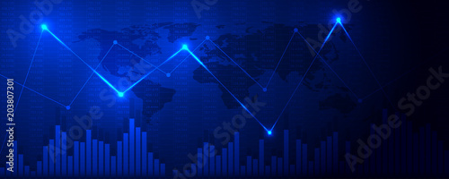 Financial data graph chart, vector illustration. Abstract background with graph chart finance. Business concept.
