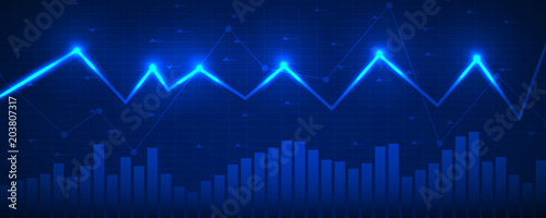 Financial data graph chart, vector illustration. Abstract background with graph chart finance. Business concept.