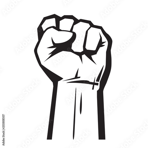 Raised hand with fist
