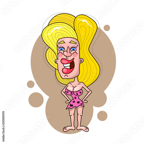 A cheerful cave girl, stone age character
