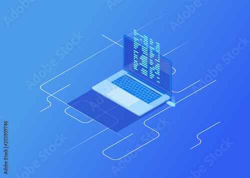 3d isometric File transfer 