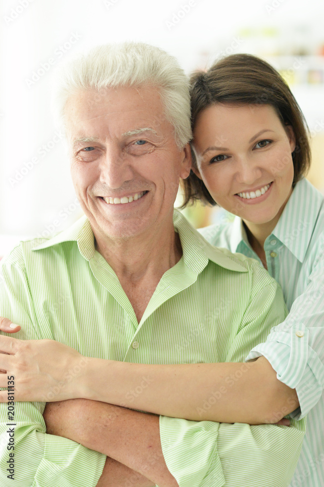 Obraz premium senior man with adult daughter