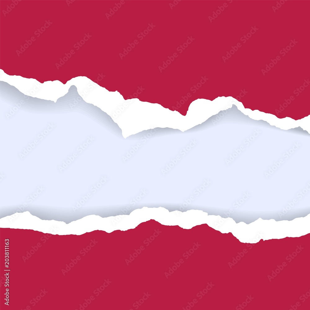Torn paper background with space for text. Design illustration template vector for banner of web page, news feed, header label sheet. Card decoration element. Grunge texture of blank