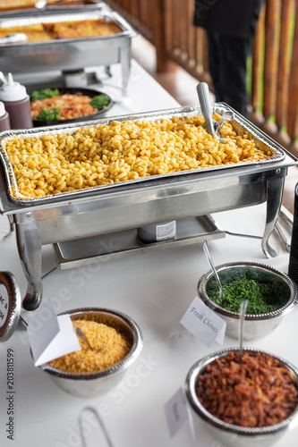 Mac and Cheese Catering with Toppings at Barbecue Picnic