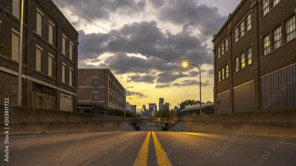 Street at sunset