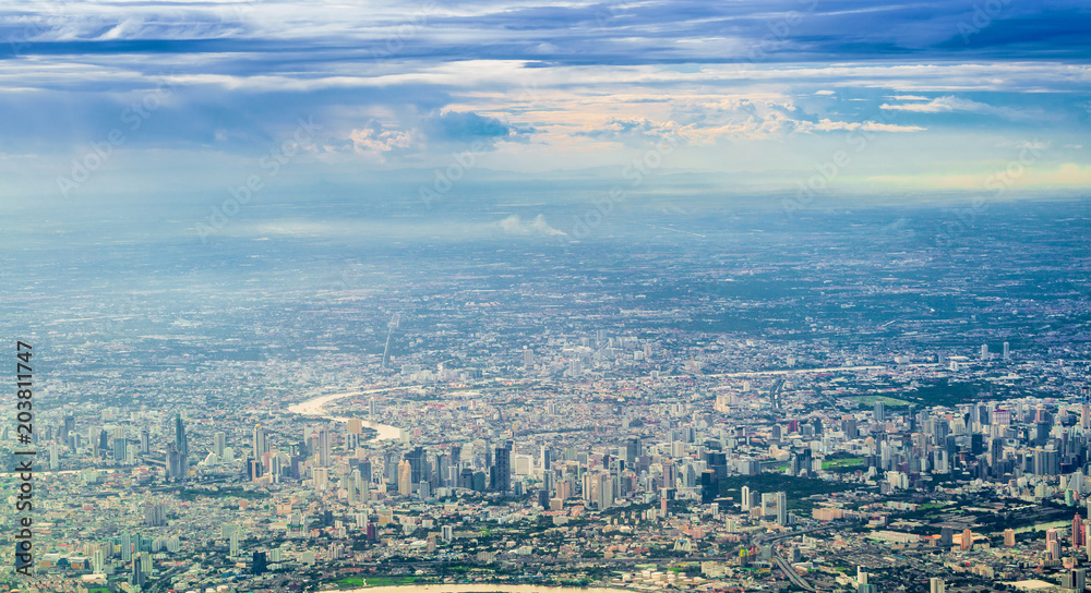 Bangkok city  landscape, Thailand, Aerial top view