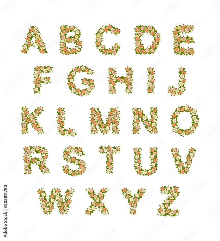 alphabet leaves flowers