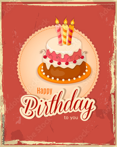 red vintage birthday card with cake tier on napkin