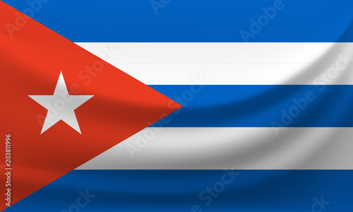 Waving national flag of Cuba. Vector illustration