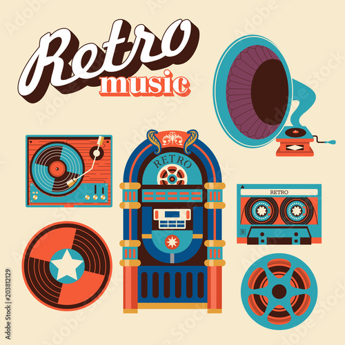 Retro music. Vector illustration.