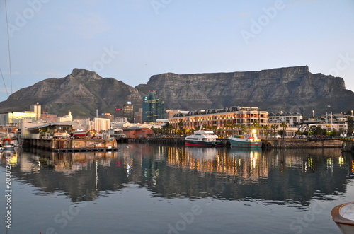 Victoria and Alfred Waterfront scenic view in Cape Town, South Africa
