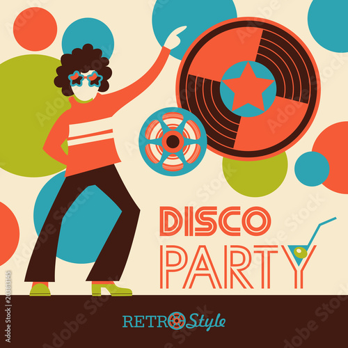 Retro disco.  Vector illustration  poster.