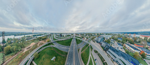 Summer Riga city 360 VR Drone picture for Virtual reality, Drone Panorama photo