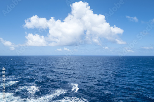 White Clouds Over the Caribbean Ocean on a Sunny Day