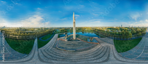 Victory monument in Riga city 360 VR Drone picture for Virtual reality, Panorama