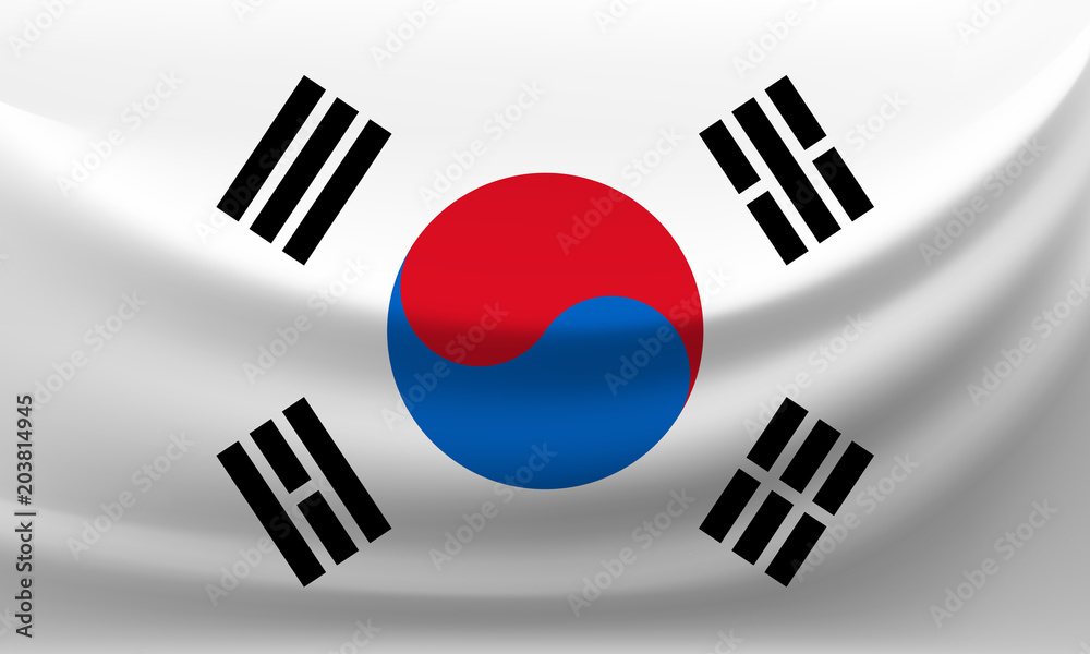 Waving national flag of Korea. Vector illustration Waving national flag of Korea. Vector illustration