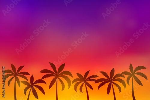 Tropical paradise - summer poster with palm trees and copyspace. Vector. © Karolina Madej