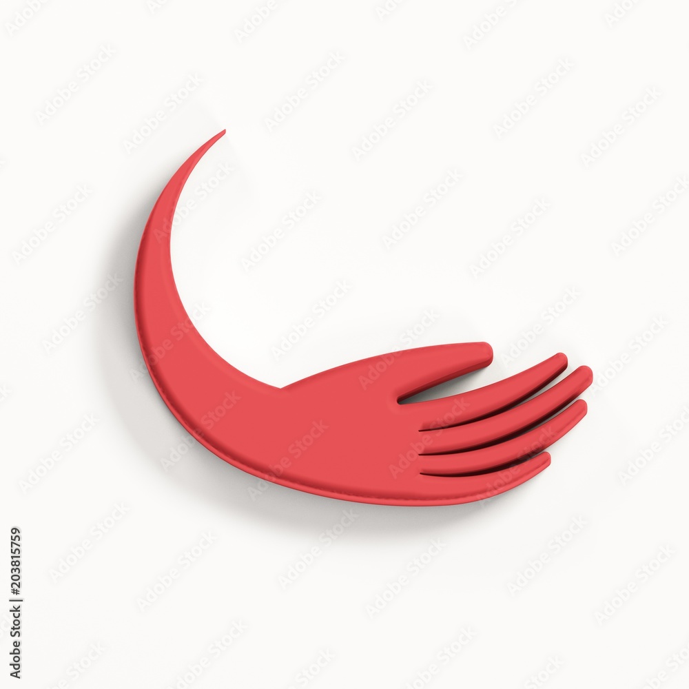 Hand Red Symbol . 3D Render illustration Hand Red Symbol . 3D Render illustration