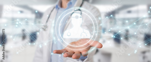 Foto Doctor using digital medical futuristic interface 3D rendering