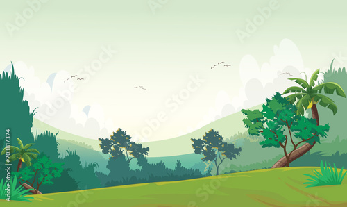 illustration of Forest scene at day time