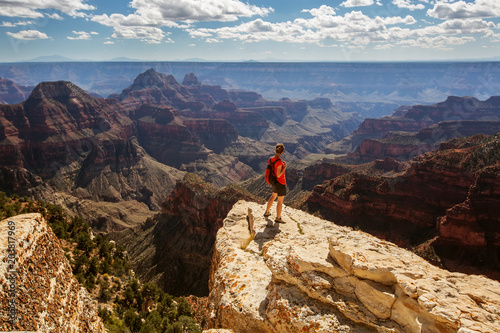 A hiker in the Grand Canyon National Park, North Rim, Arizona, USA