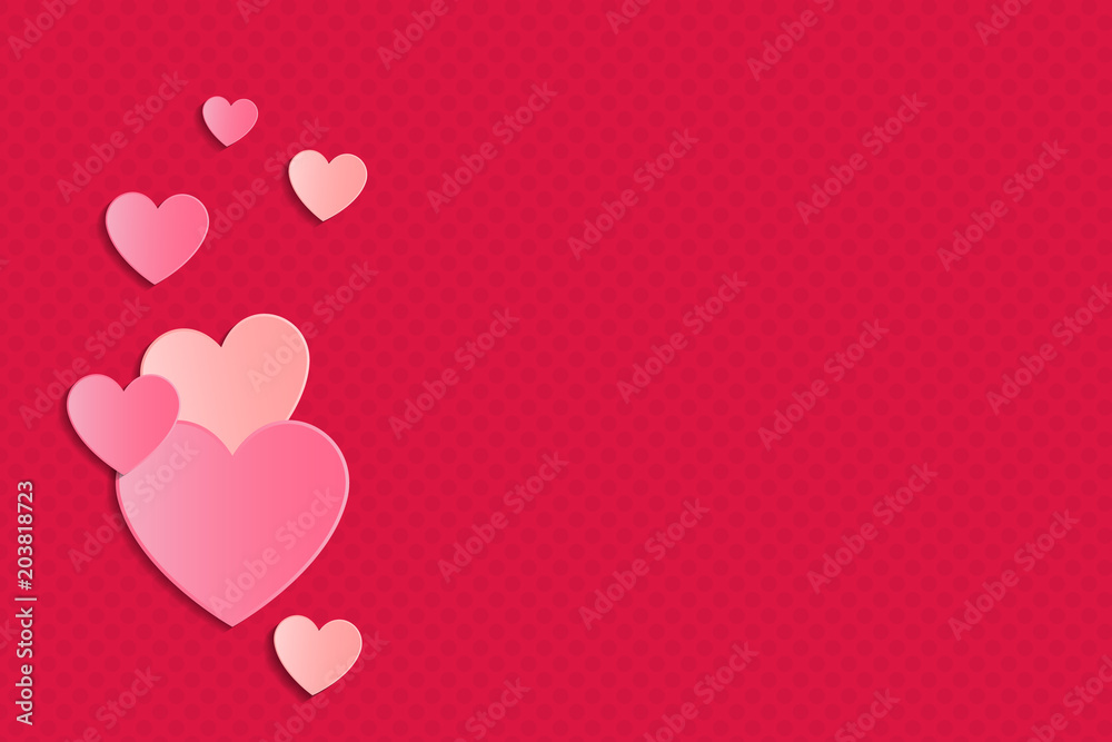 Beautiful background with paper cut hearts and copyspace. Design of a banner for Mother's Day. Vector.