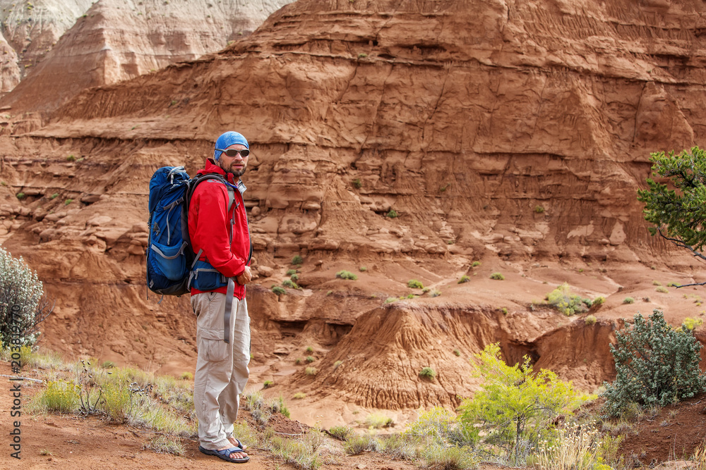 Hiker in Kodachrome Basin state park in Utah, USA