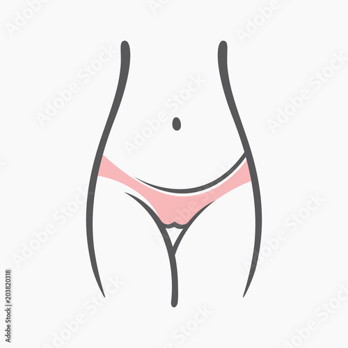 Sexy fitness figure of a girl. Intimate hygiene, vector lady poses. Lovely elastic ass in shorts. Drawn graphics for design, background