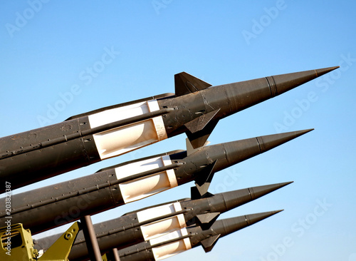 Rocket system Neva, missiles ready to launch to the sky
