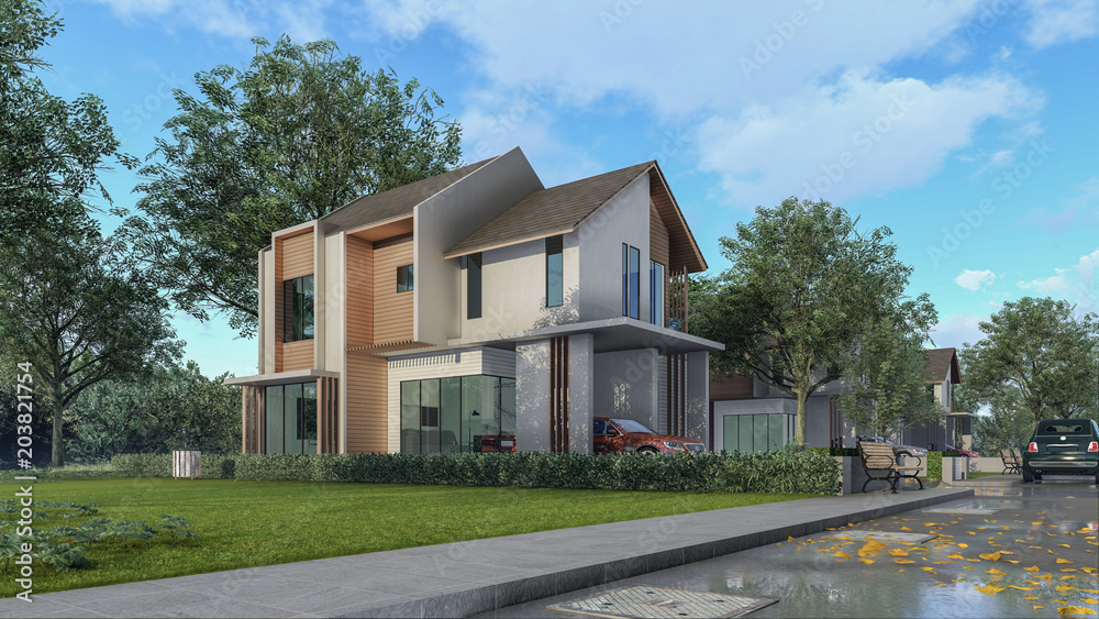 3D Rendering Architectural House Design 