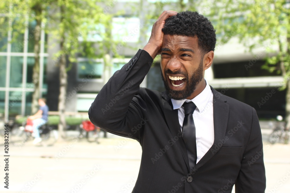 Beautiful happy businessman outside Beautiful happy businessman outside