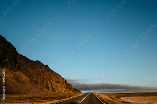 Scenic landscape of mountains in Iceland, lava field,