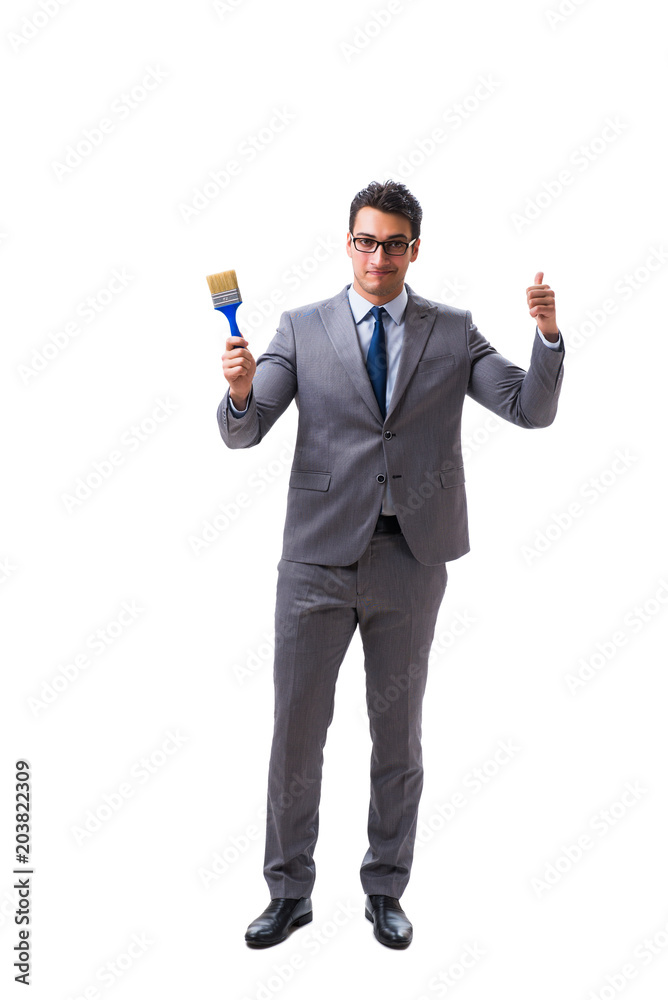 Businessman painter isolated on white background Businessman painter isolated on white background