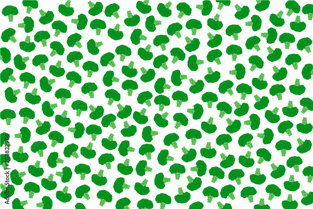 Vector broccoli randomly distributed on white background Vector broccoli randomly distributed on white background