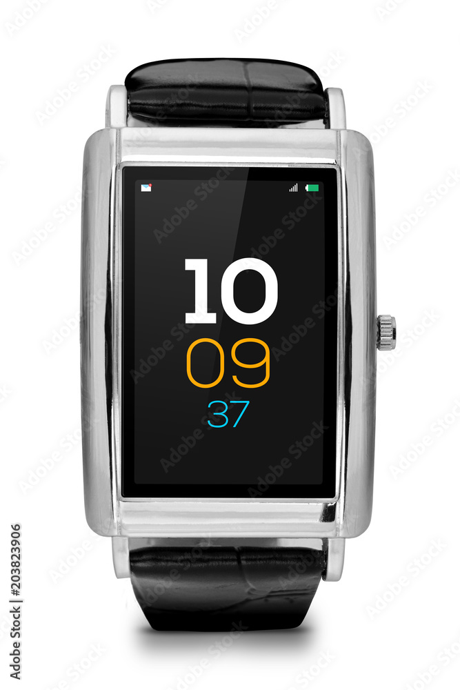 Smartwatch Wrist Watch with leather strap isolated Smartwatch Wrist Watch with leather strap isolated